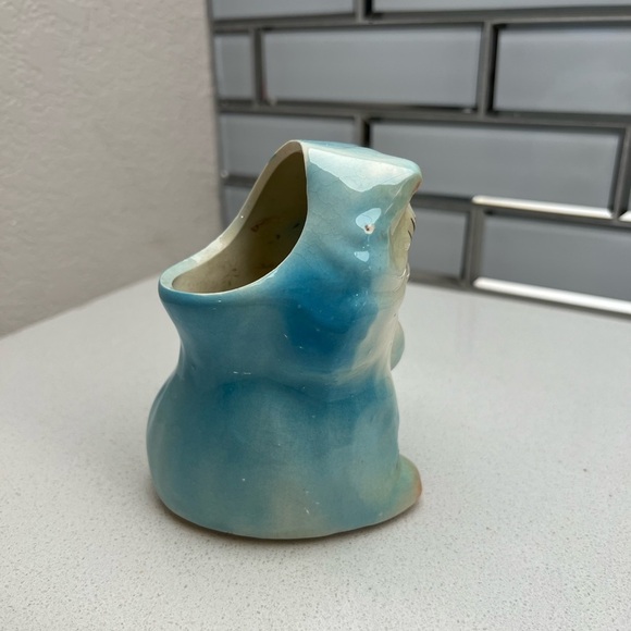 Vintage Persian Cat Kitten Planter MCM 1950s Mid-Century Modern Blue Bud Vase - Picture 5 of 16
